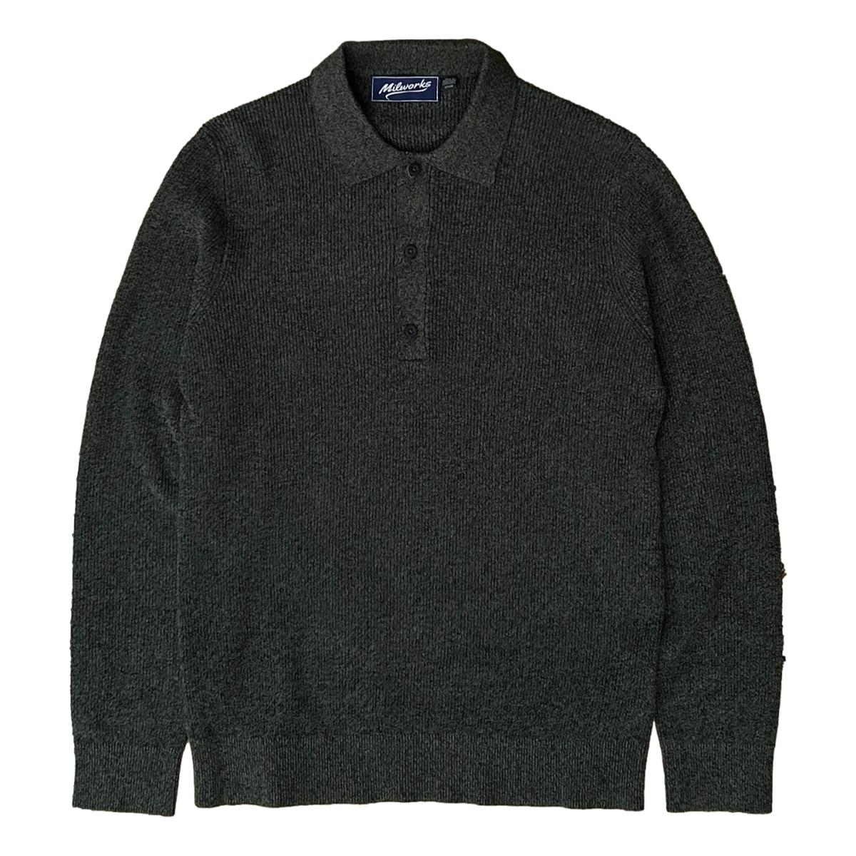 Long-Sleeve Polo Sweater Verdant - sweater