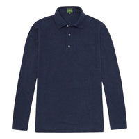 Long Sleeved Polo Heather Denim Pima Pique polo