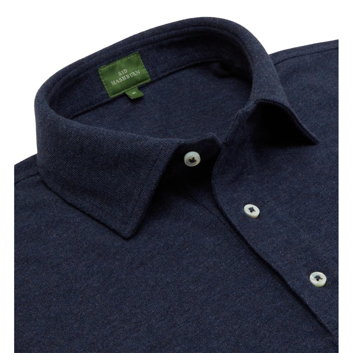 Long Sleeved Polo Heather Denim Pima Pique polo