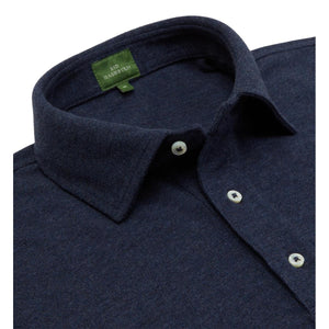 Long Sleeved Polo Heather Denim Pima Pique polo