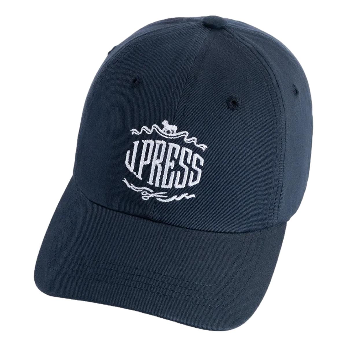 Made-in-USA Navy J. Press Embroidered Logo Dad Hat - Hat