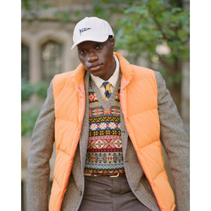 Made-in-USA White J. Press Embroidered Burgee Dad Hat - Hat