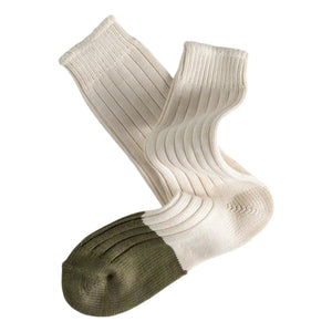 Marine Collection Cotton Duplo Raw White & Olive Green