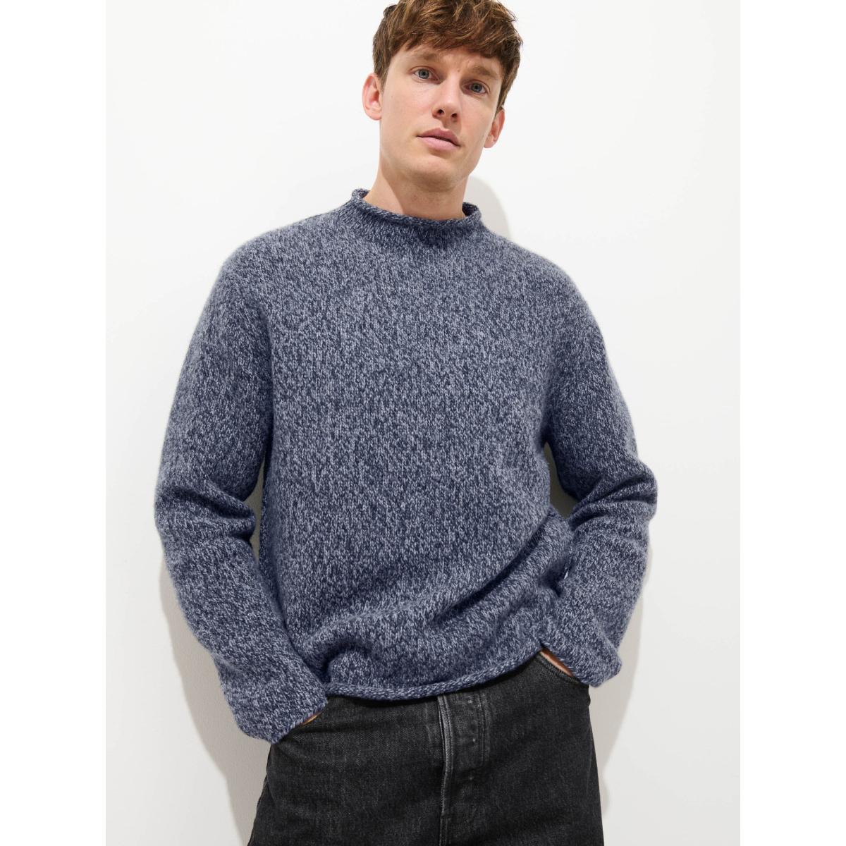 Marled Rollneck In Merino Wool Marled Blue - Sweater