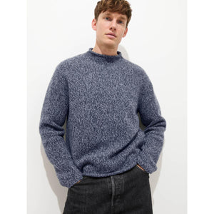 Marled Rollneck In Merino Wool Marled Blue - Sweater
