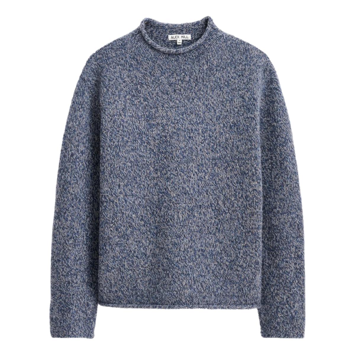 Marled Rollneck In Merino Wool Marled Blue - Sweater