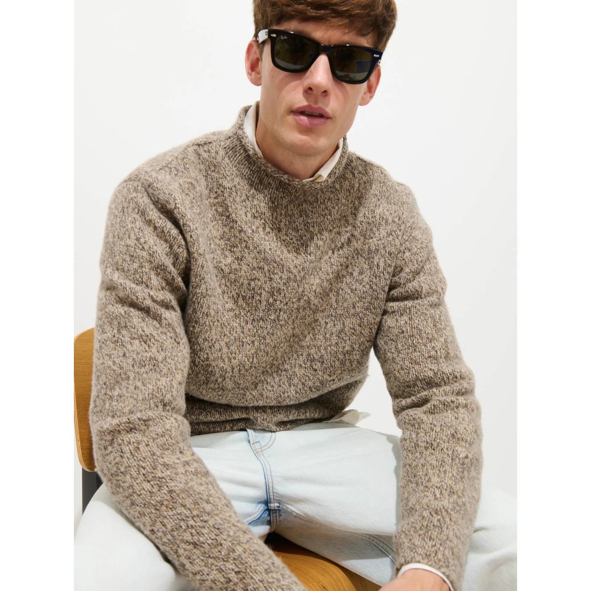 Marled Rollneck In Merino Wool Marled Cedar - Sweater