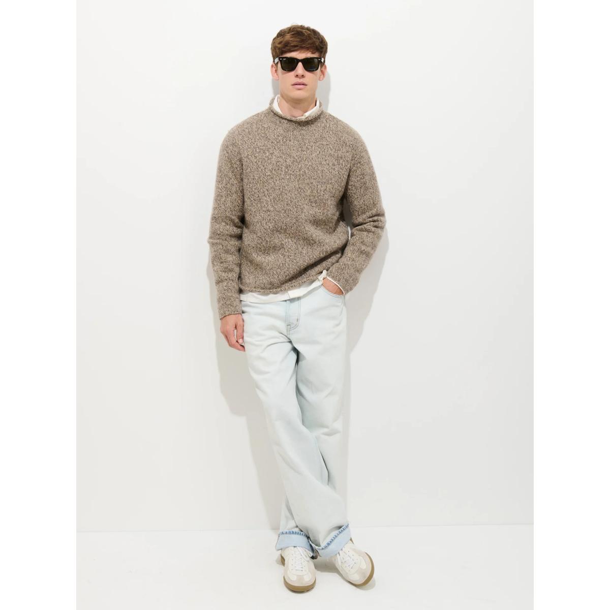 Marled Rollneck In Merino Wool Marled Cedar - Sweater