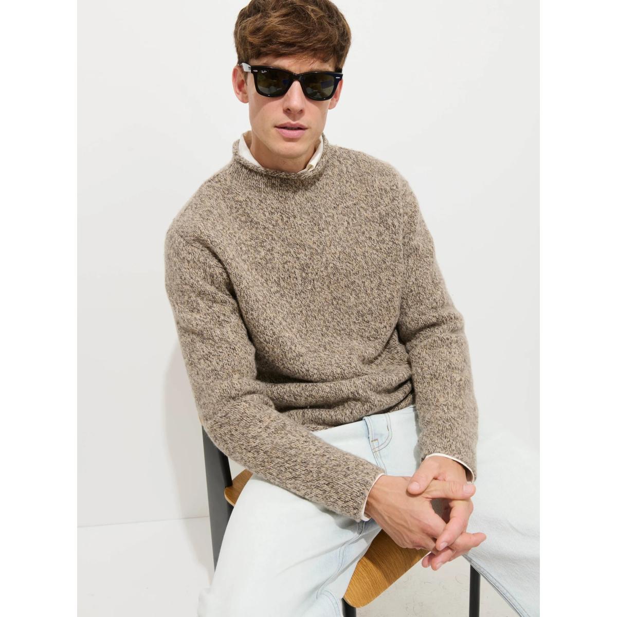 Marled Rollneck In Merino Wool Marled Cedar - Sweater