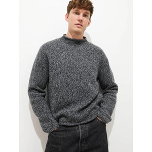 Marled Rollneck In Merino Wool Marled Charcoal - Sweater