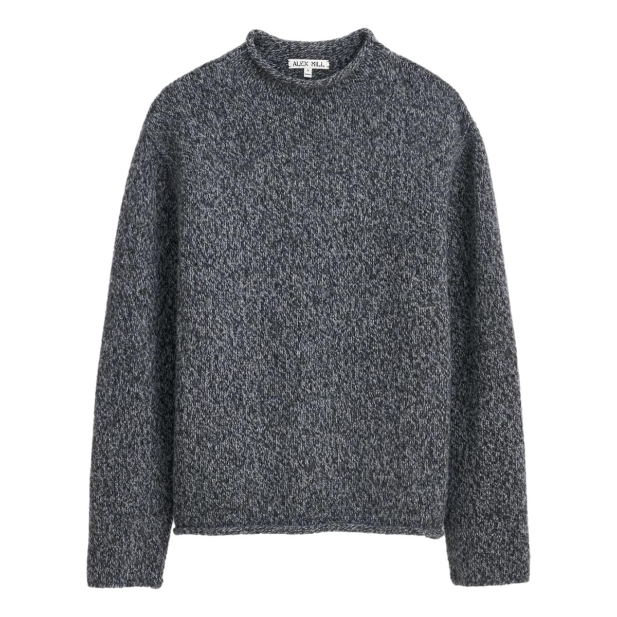 Marled Rollneck In Merino Wool Marled Charcoal - Sweater