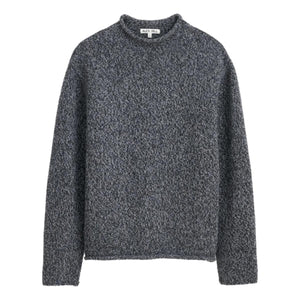 Marled Rollneck In Merino Wool Marled Charcoal - Sweater