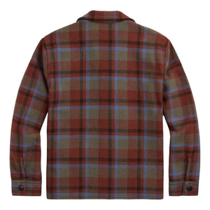 Maroon Plaid Wool Twill Shirt Jacket - Shirt Jacket