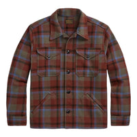 Maroon Plaid Wool Twill Shirt Jacket - Shirt Jacket