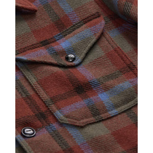 Maroon Plaid Wool Twill Shirt Jacket - Shirt Jacket