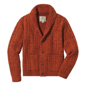 Melange Cable Shawl Cardigan Burnt Orange - sweater