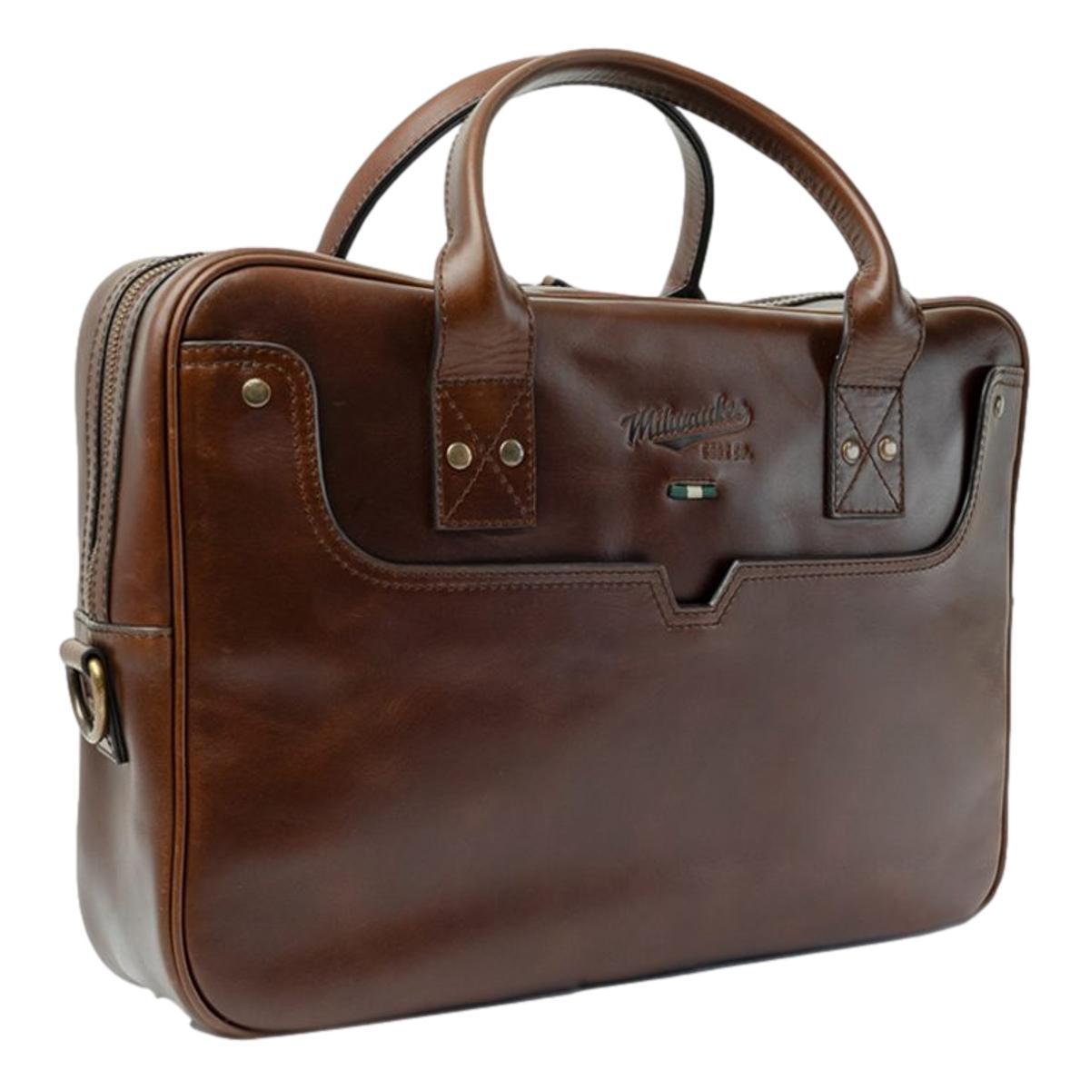 Mier Brown Leather Briefcase - Bag