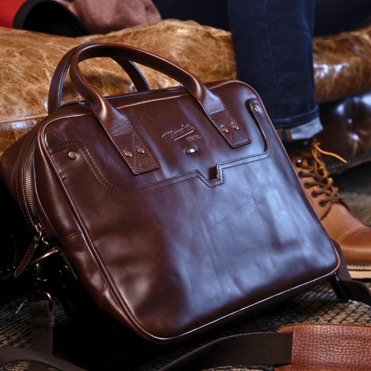 Mier Brown Leather Briefcase - Bag