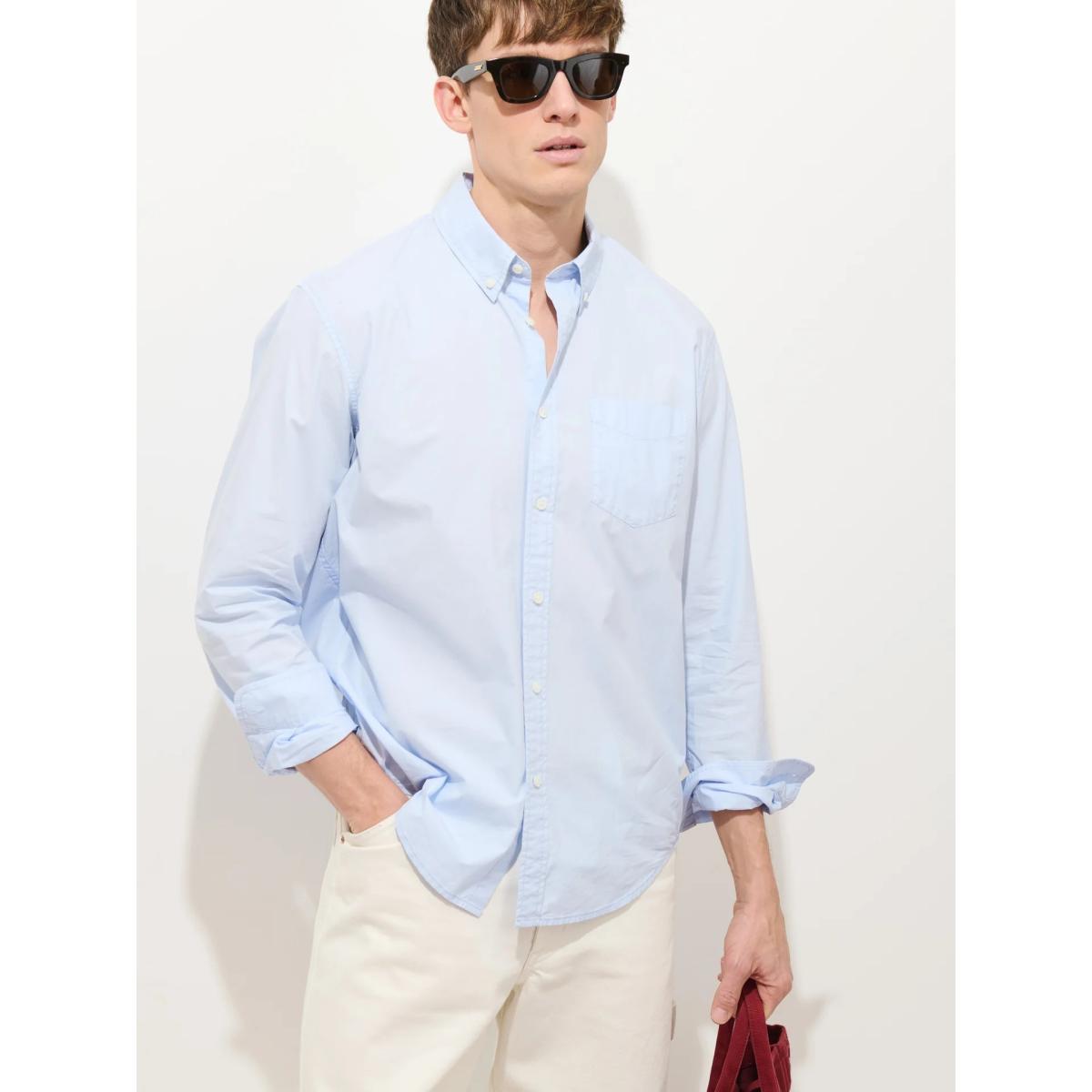 Mill Shirt Cotton Poplin Calm Blue - Shirts