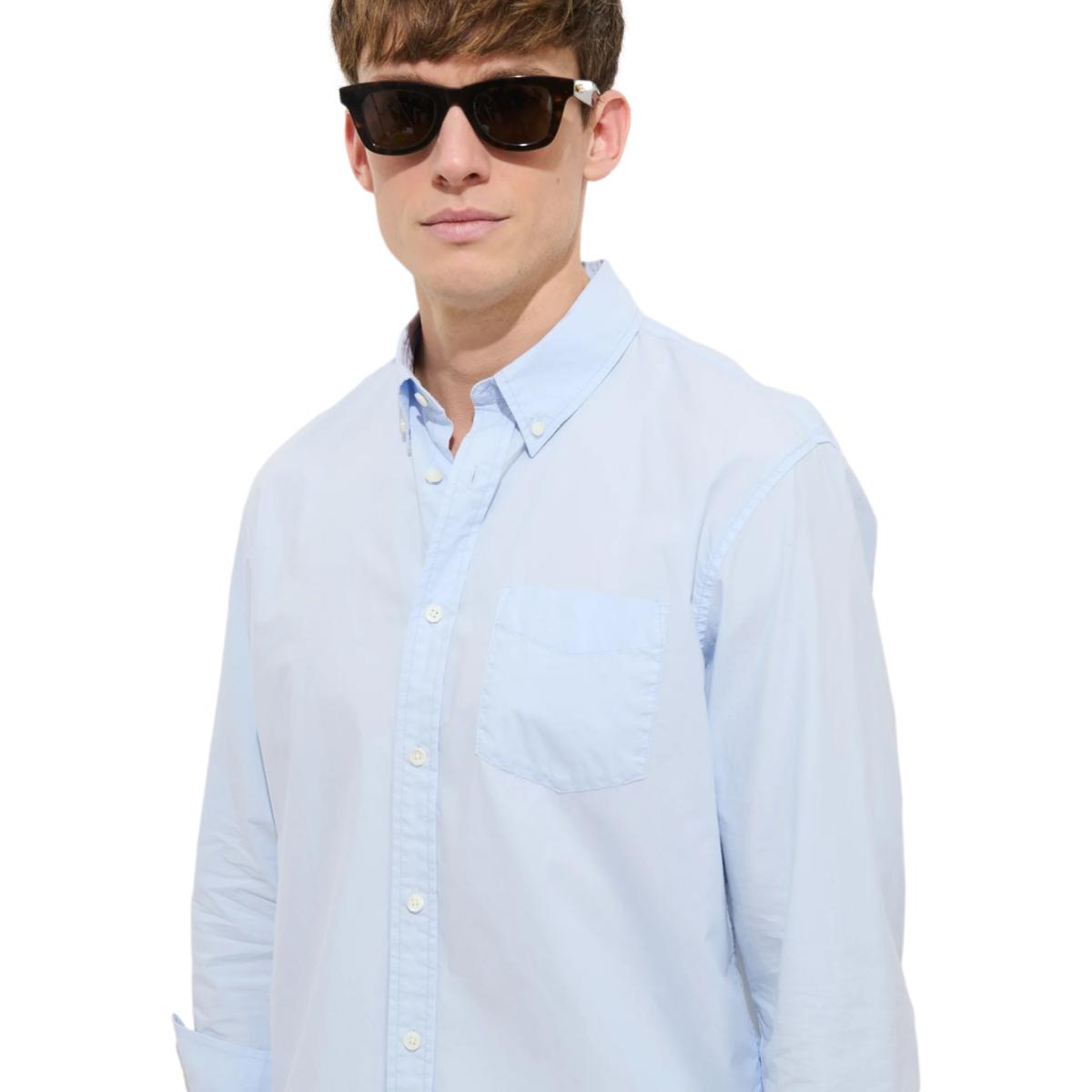 Mill Shirt Cotton Poplin Calm Blue - Shirts