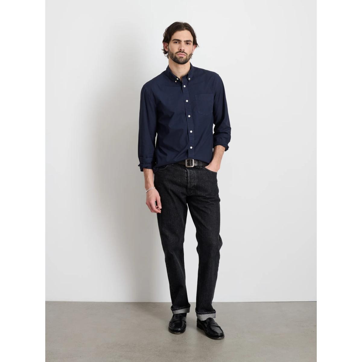 Mill Shirt Cotton Poplin Dark Navy - Shirts