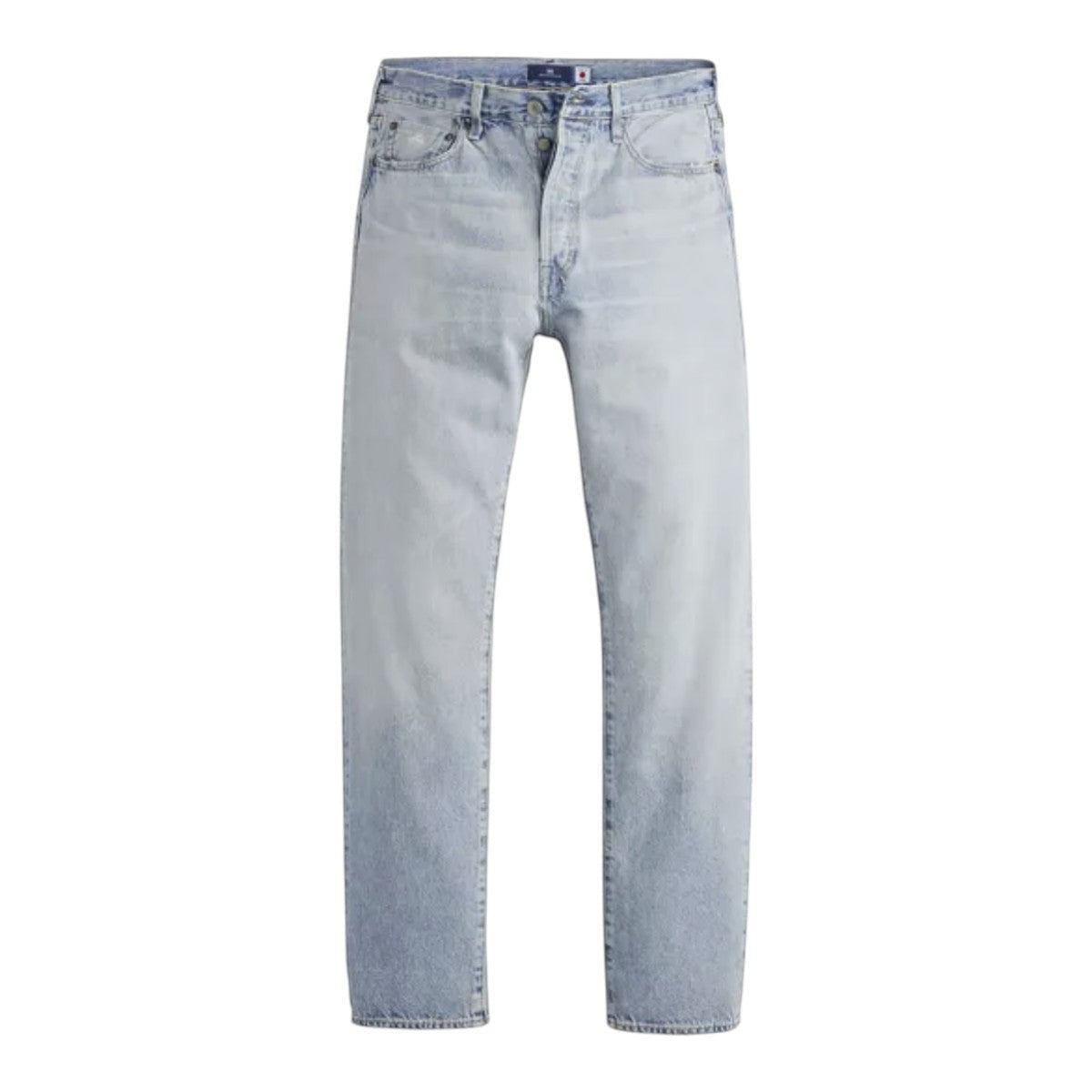MILWORK 1980's 501 Original Fit Selvedge jeans in light wash blue 100% cotton with button fly and straight leg.