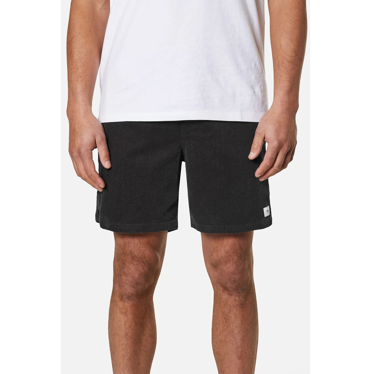 MILWORK Men's black corduroy shorts with a comfortable fit and 17-inch outseam.