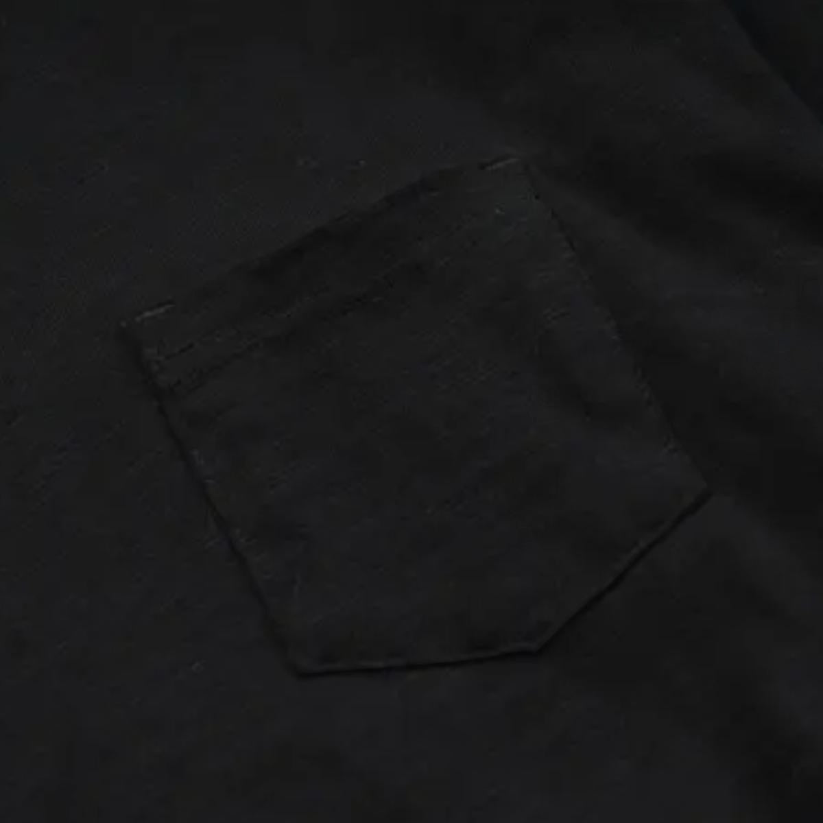 MILWORK black slub cotton pocket tee with crew neck and textured finish.