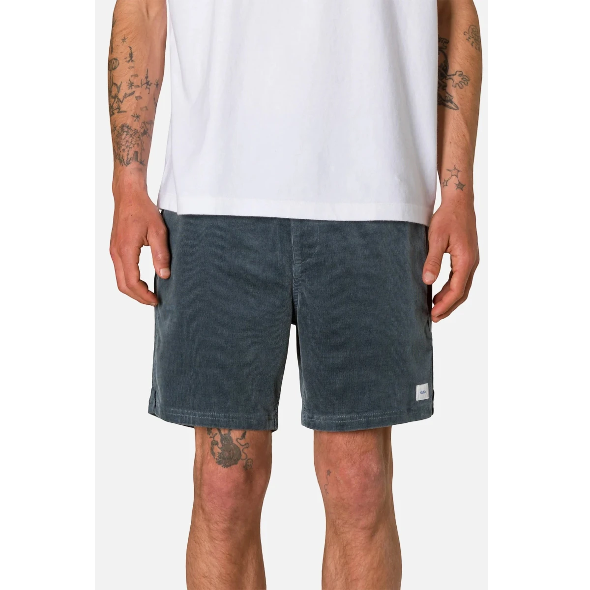 MILWORK Cord Local Short in Tempest Blue corduroy. Men's above-the-knee shorts with welt pockets and a clean finish.