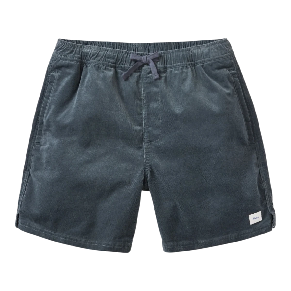 MILWORK Cord Local Short in Tempest Blue corduroy with elastic waistband, drawstring, and welt pockets. 98% cotton, 2% spandex.