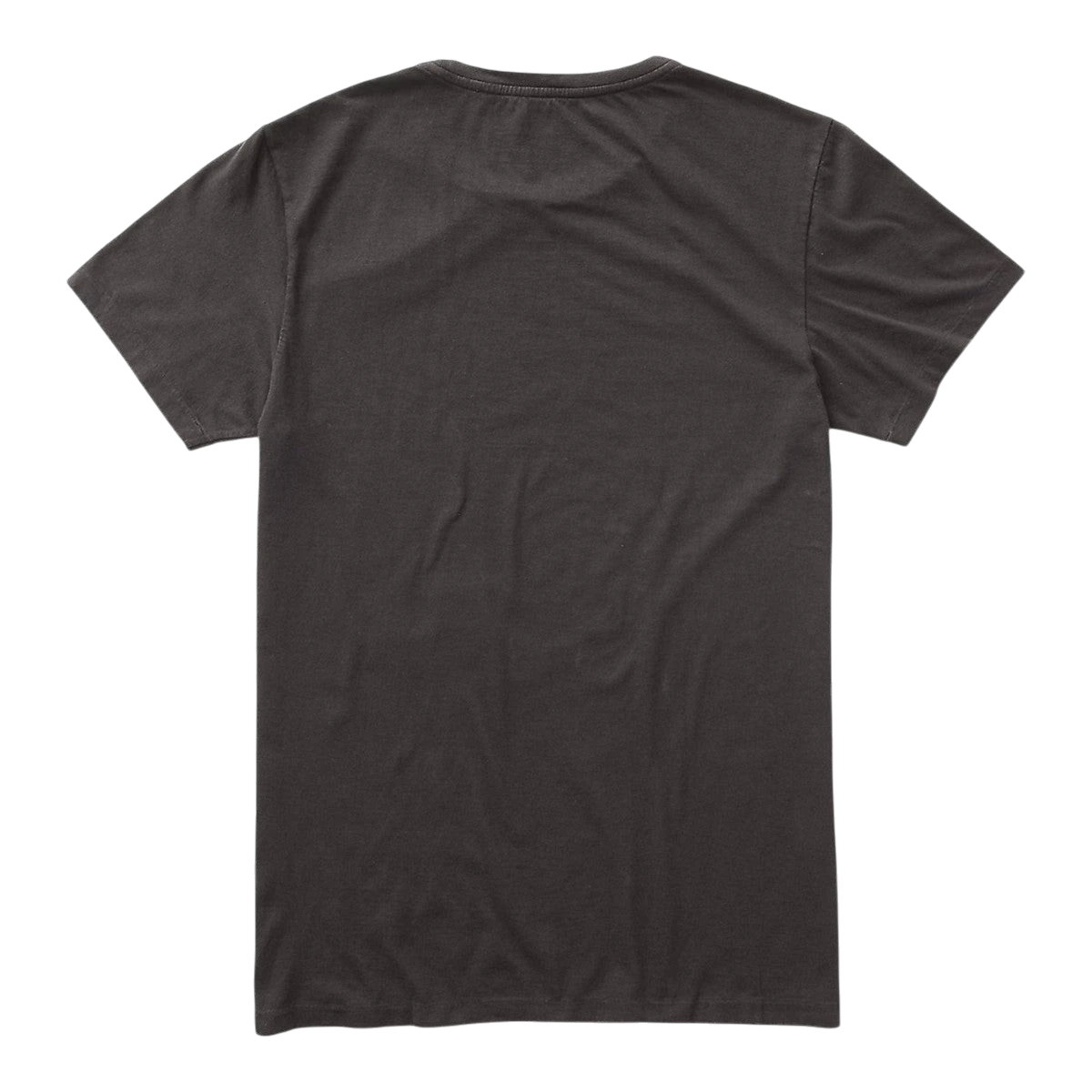 MILWORK Faded black cotton jersey crewneck t-shirt with seamless tubular body construction and chain-stitched embroidery at left hem.