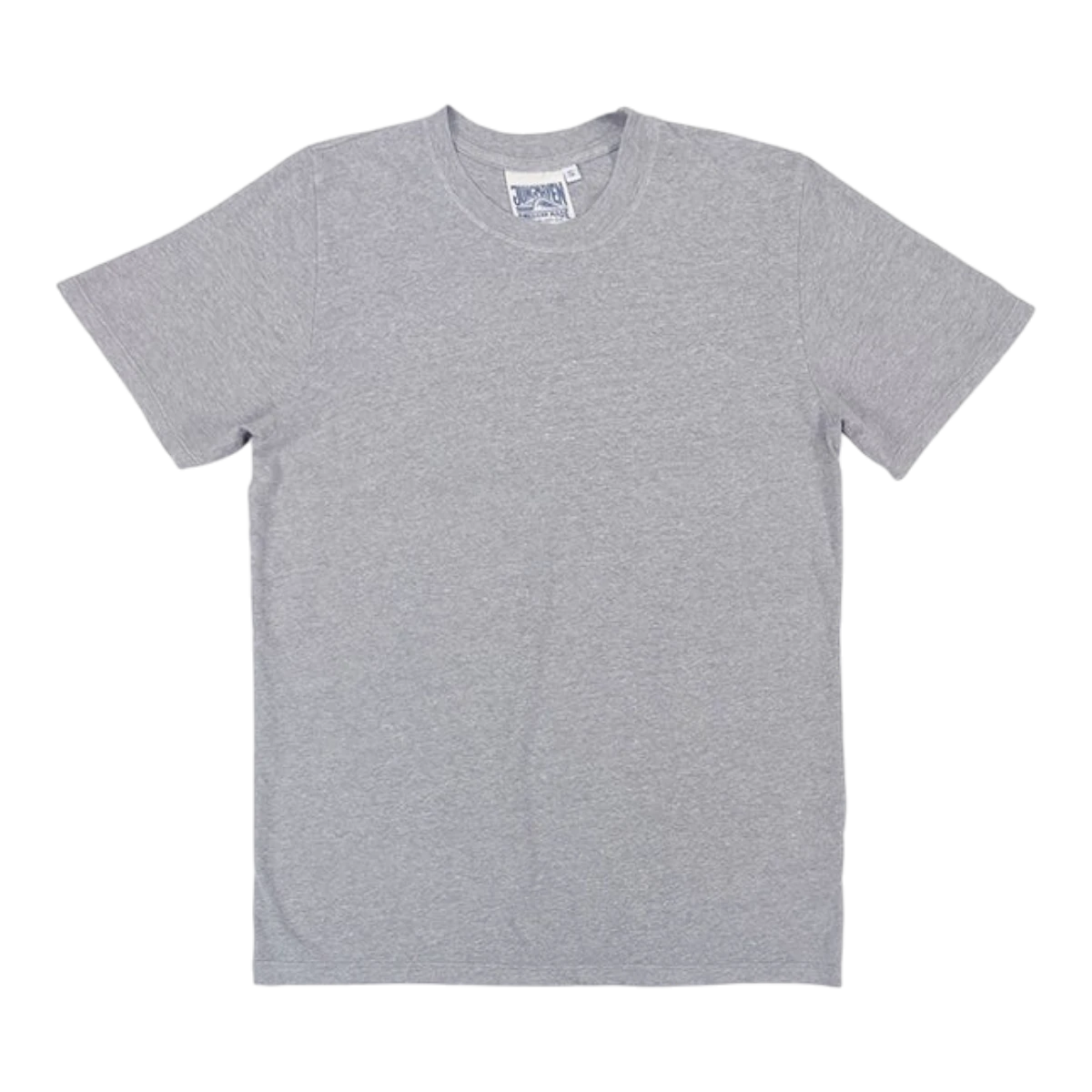 MILWORK Heathered Jung Tee in athletic grey, a classic fit short sleeve crewneck made from a lightweight hemp and organic cotton blend.