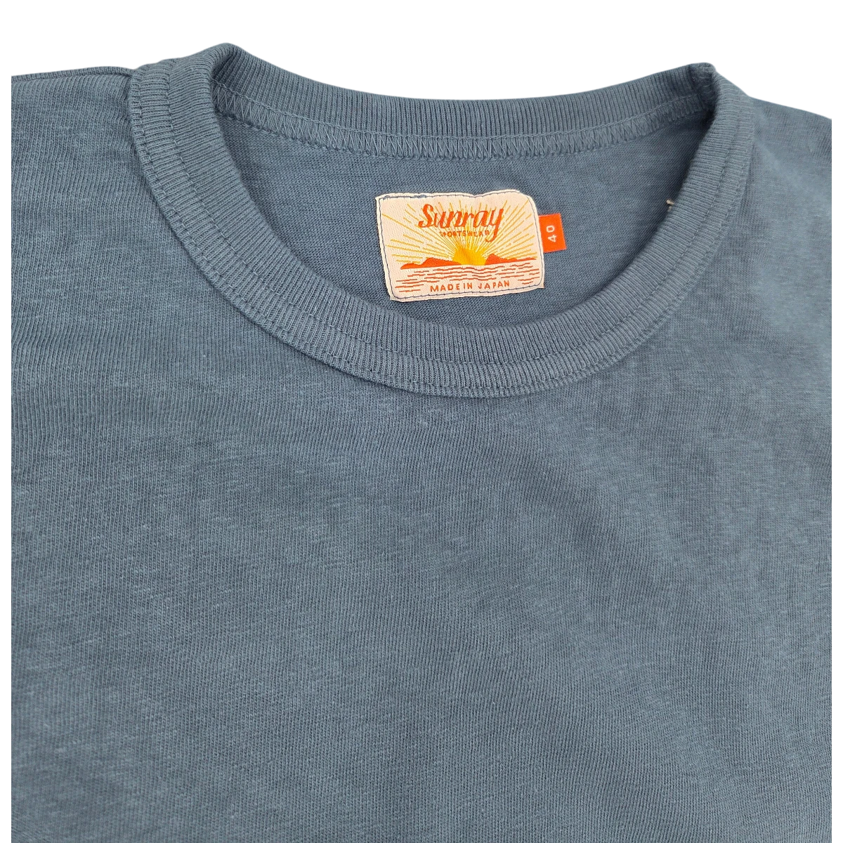 MILWORK Haleiwa Loopwheel Tee in Indian Teal. Recycled cotton jersey with a crew neck and loopwheel construction. Made in Japan.