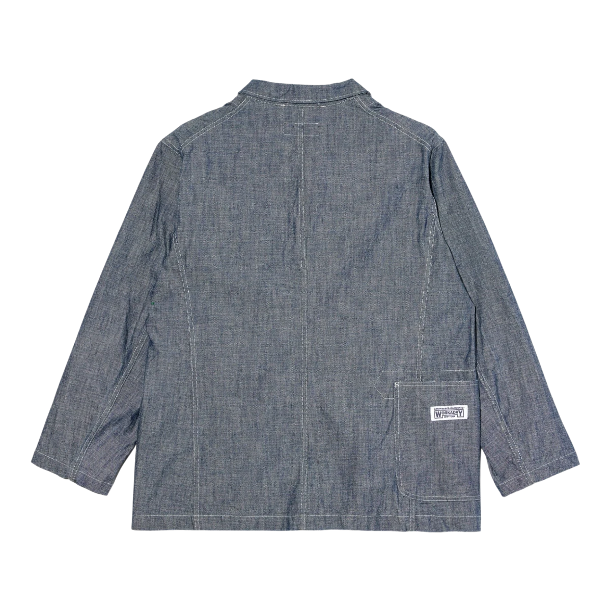 MILWORK Indigo 10oz Sea Canvas Workaday blazer made from 100% cotton with a classic collar and two front pockets.