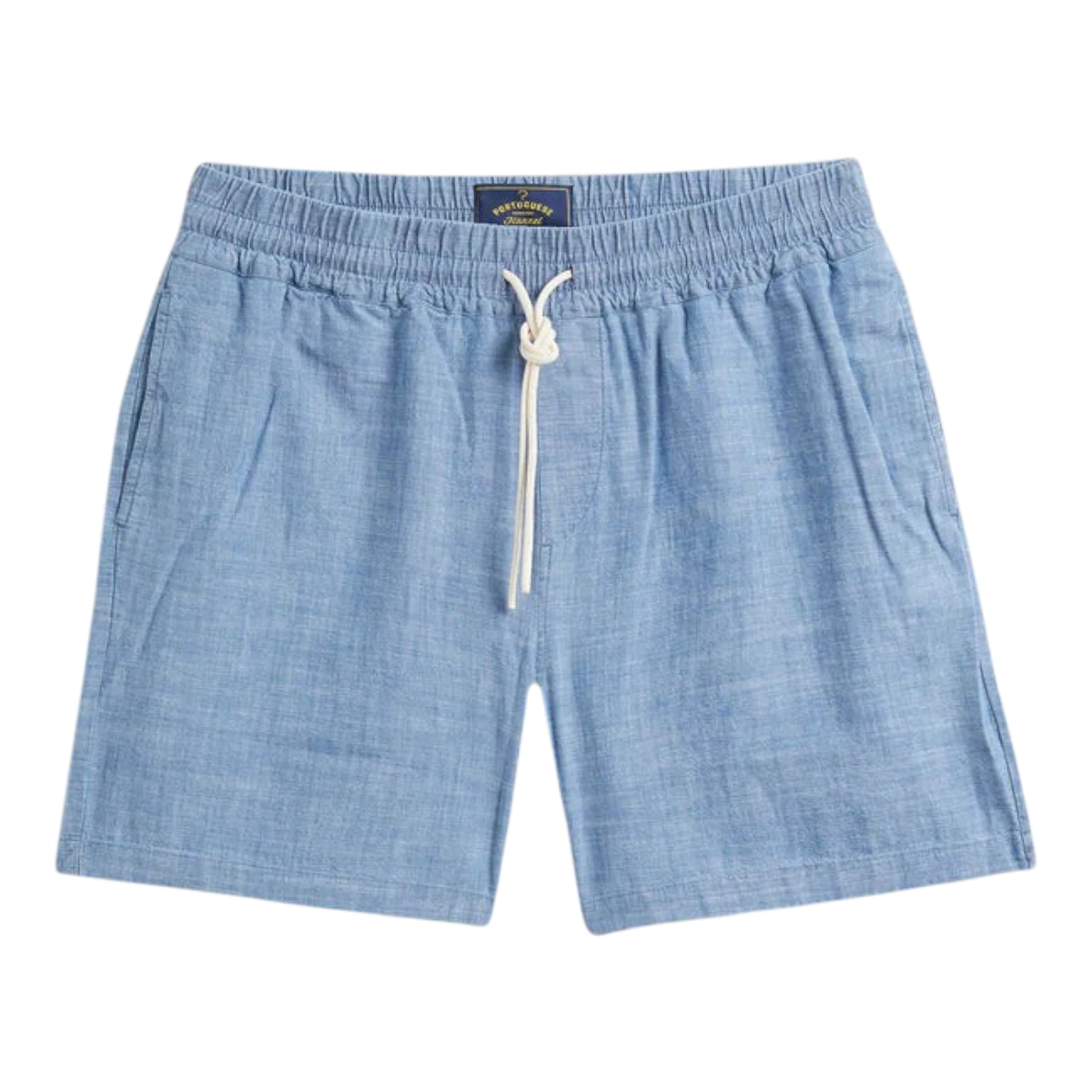 MILWORK light blue chambray shorts made from 100% organic cotton with a drawstring waist and side pockets.