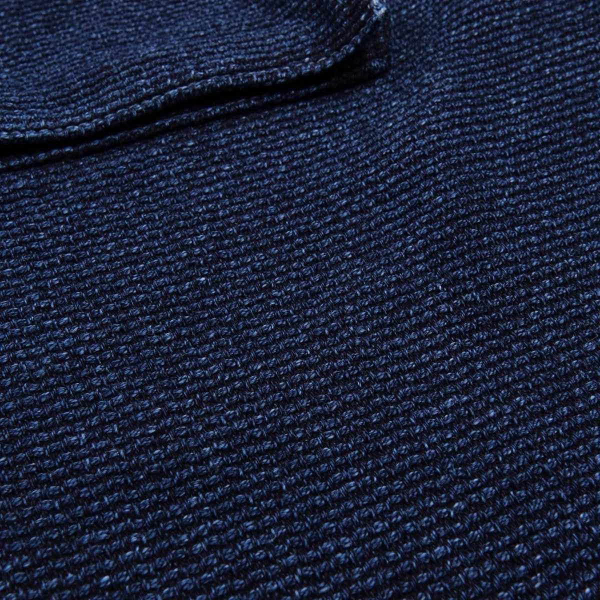 MILWORK Midway Indigo Sashiko Single Rinsed 100% cotton shirt with textured weave and two chest pockets.