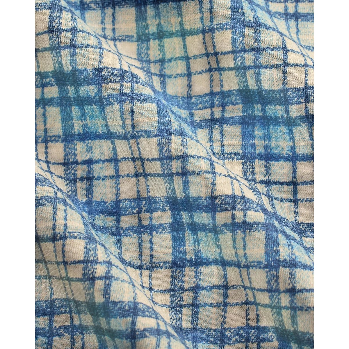 MILWORK Navy Multi plaid-print cotton-linen camp shirt with a camp collar and chest pockets.