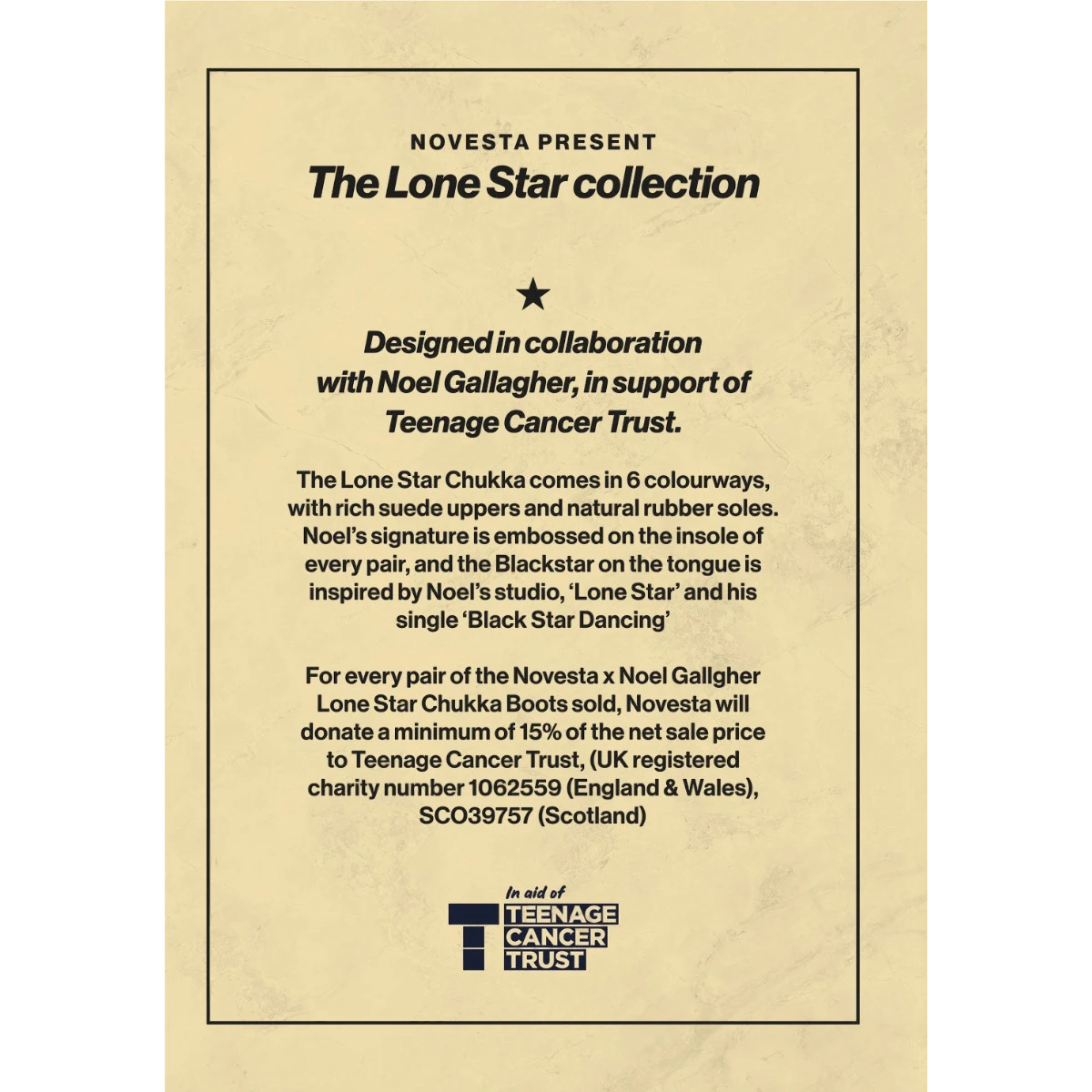 MILWORK NG Lone Star Grey suede chukka boots with natural rubber soles, designed with Noel Gallagher for Teenage Cancer Trust.