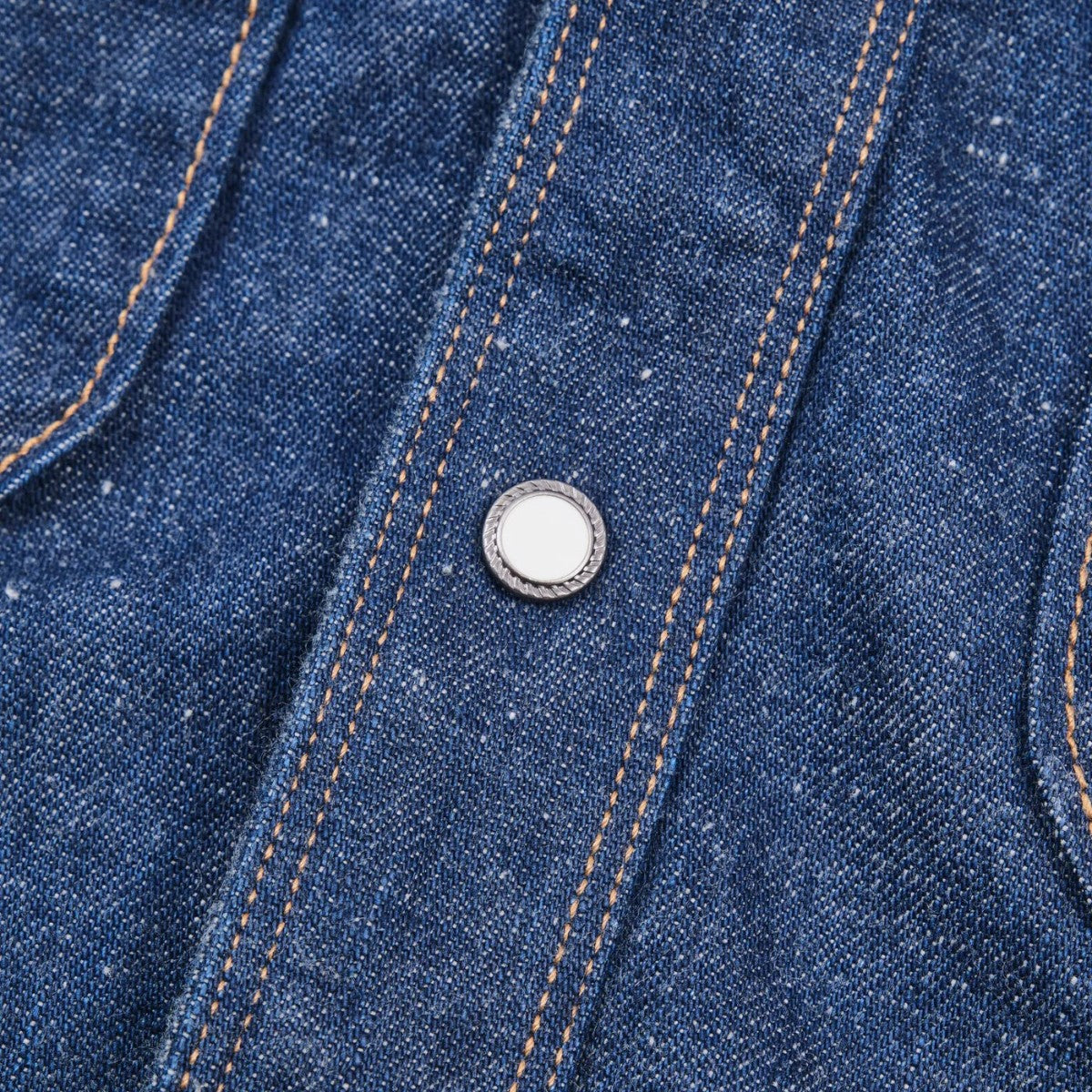 MILWORK Sinclair royal blue denim western shirt with double needle stitching and rope-rimmed snaps. 100% cotton.