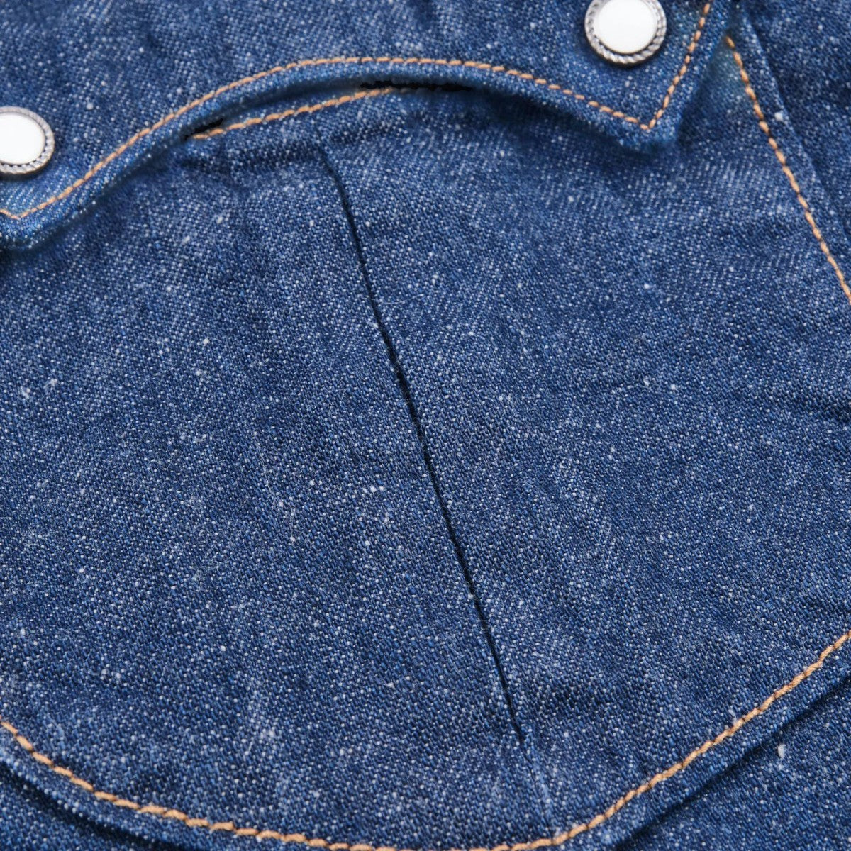 MILWORK Sinclair royal blue denim western shirt with double needle stitching and rope-rimmed snaps.