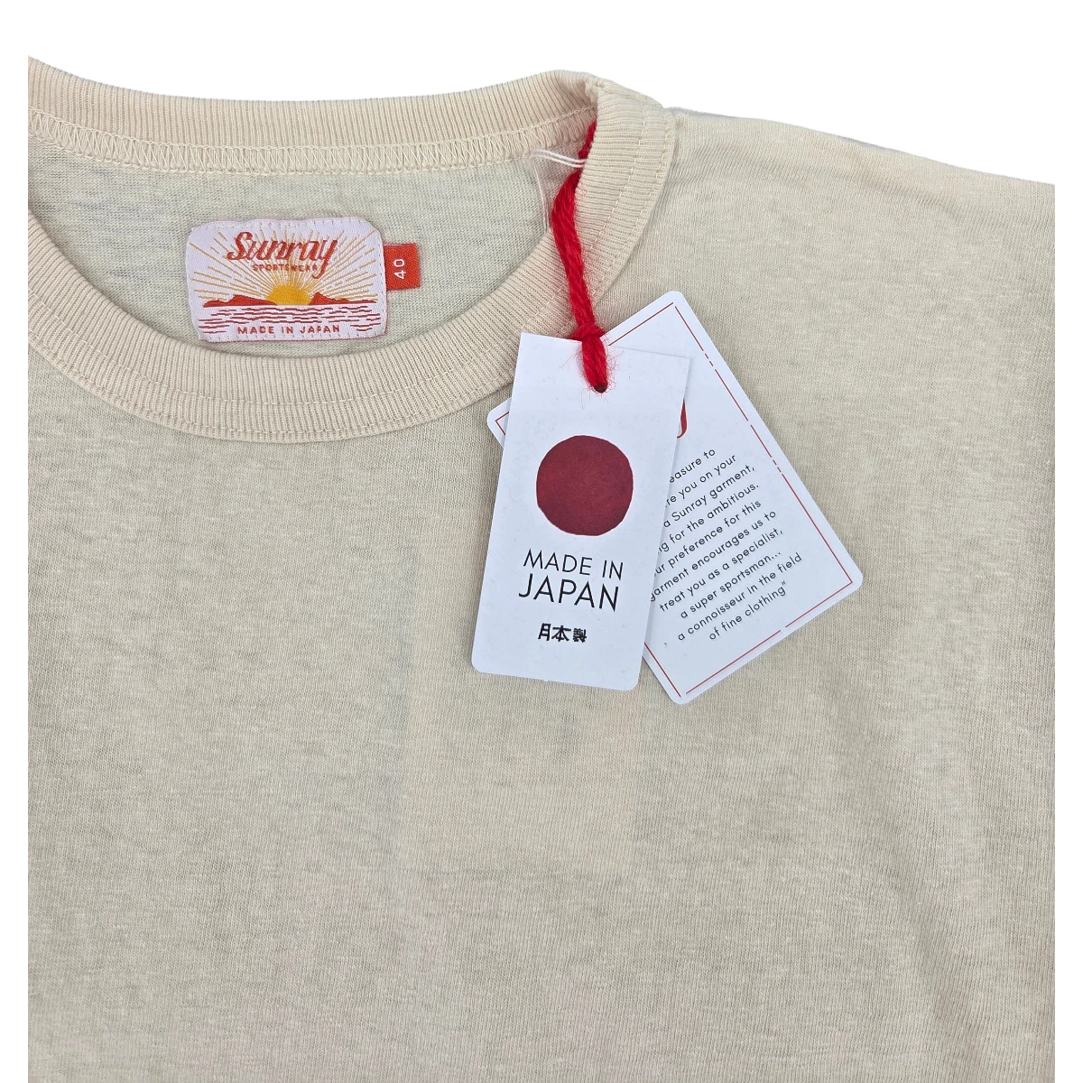 MILWORK Sunray Sportswear Haleiwa Loopwheel Tee in cream, made from recycled cotton with a soft hand feel and durable construction.
