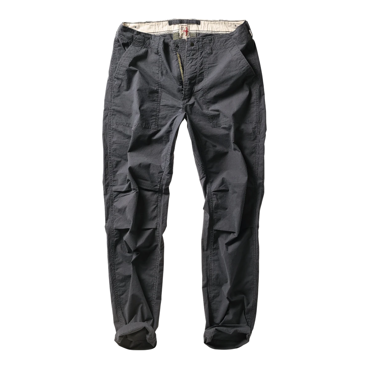 MILWORK Relwen Suprfly Supply Pant in dark steel grey cotton with multiple pockets and a zip fly.