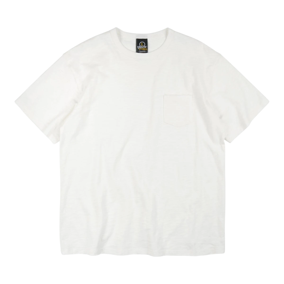 MILWORK white slub cotton crew neck pocket tee with a relaxed fit and lived-in texture.