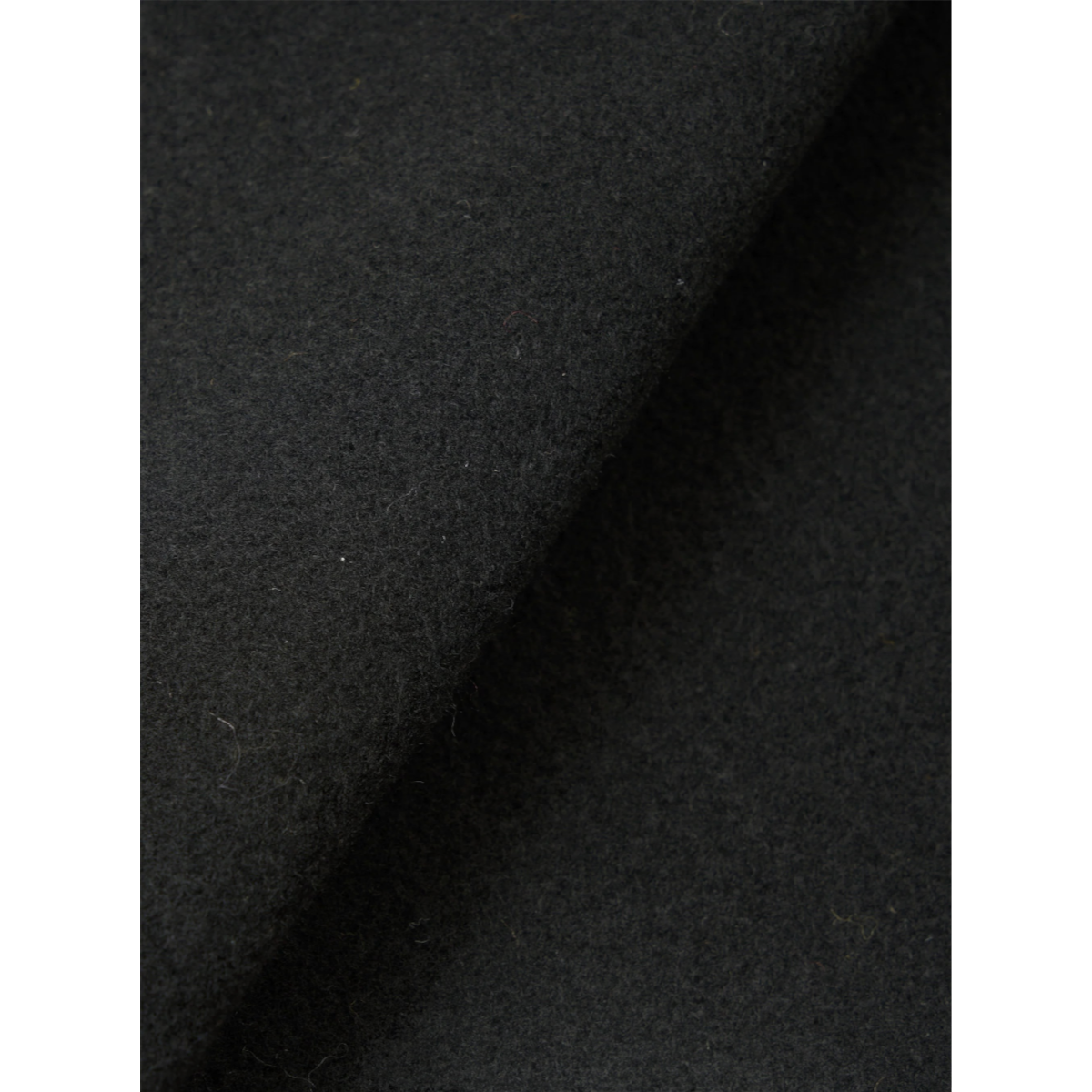 Close-up texture of the black Chelo fleece fabric used in the MILWORKS Advance cardigan.