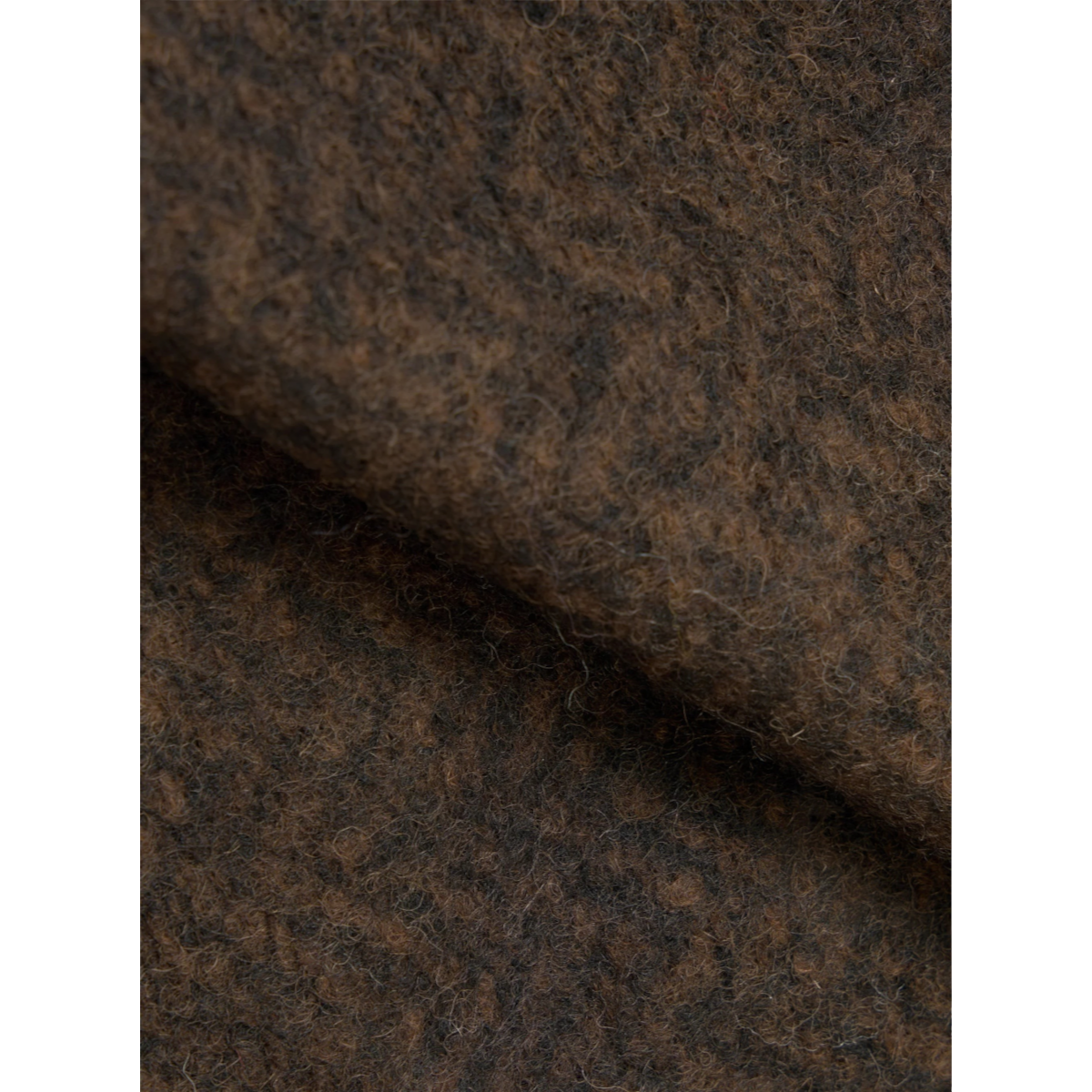 Close-up of the brown fleece fabric texture of the MILWORKS Advance Cardigan showing soft, fuzzy material details.
