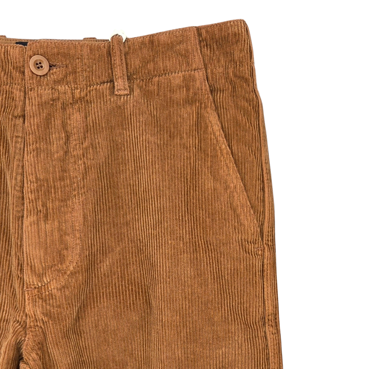 MILWORKS East Harbour Surplus amber corduroy chino trousers featuring a button fly and classic side pockets.