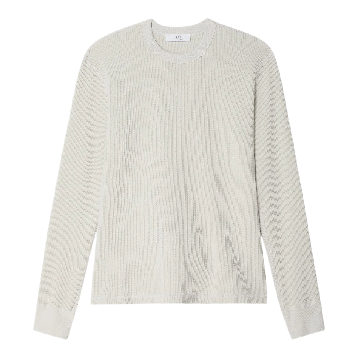 MILWORKS long sleeve crew neck waffle tee in ash grey 100% cotton fabric