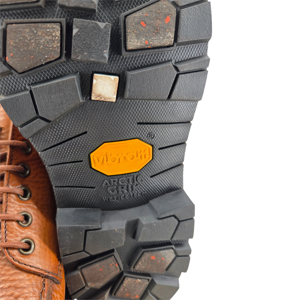MILWORKS Astorflex Primeflex moc toe boot in nocciola leather with a black Vibram Arctic Grip lug sole
