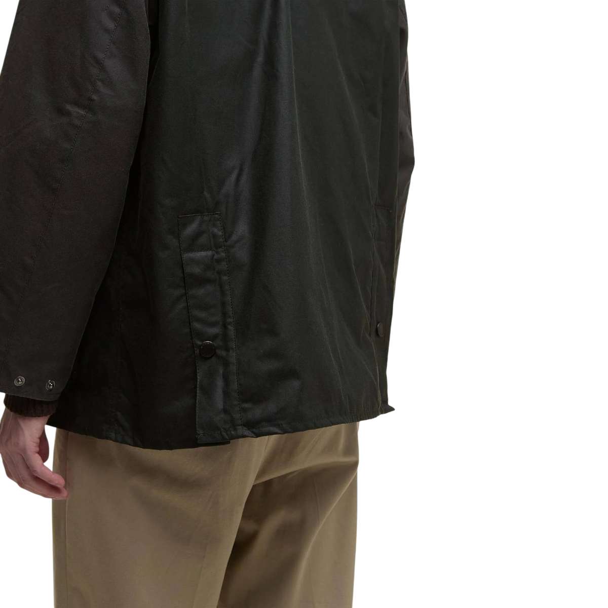 MILWORKS Barbour Patchwork Oversized Bedale waxed jacket in dark green with side pockets and stud fastenings