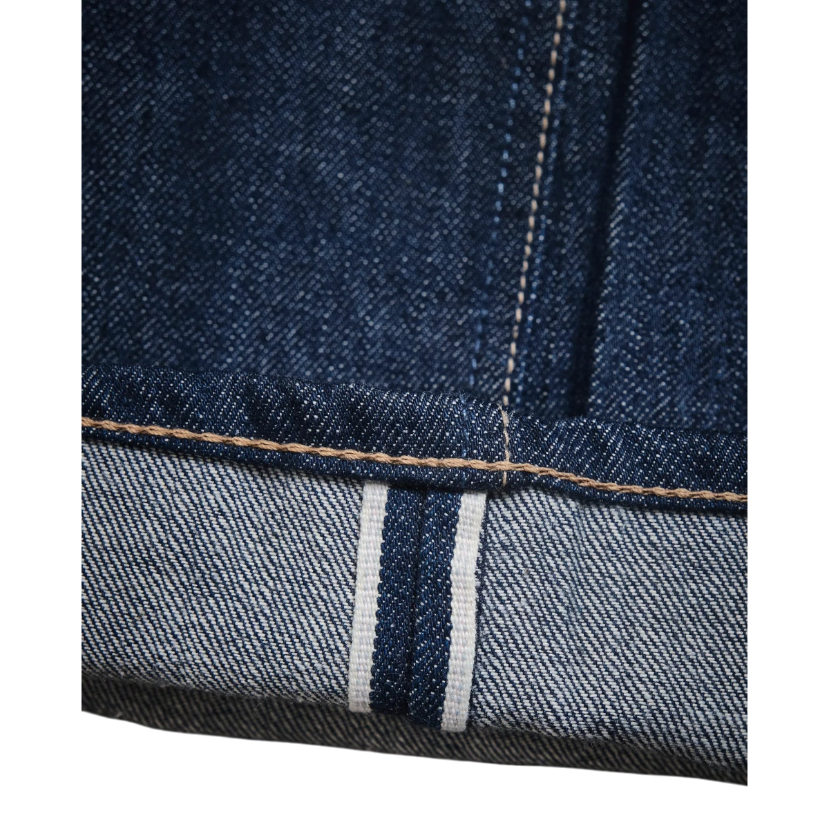 MILWORKS Belford straight leg jeans featuring 11oz Memphis blue Japanese selvedge denim with contrast stitching